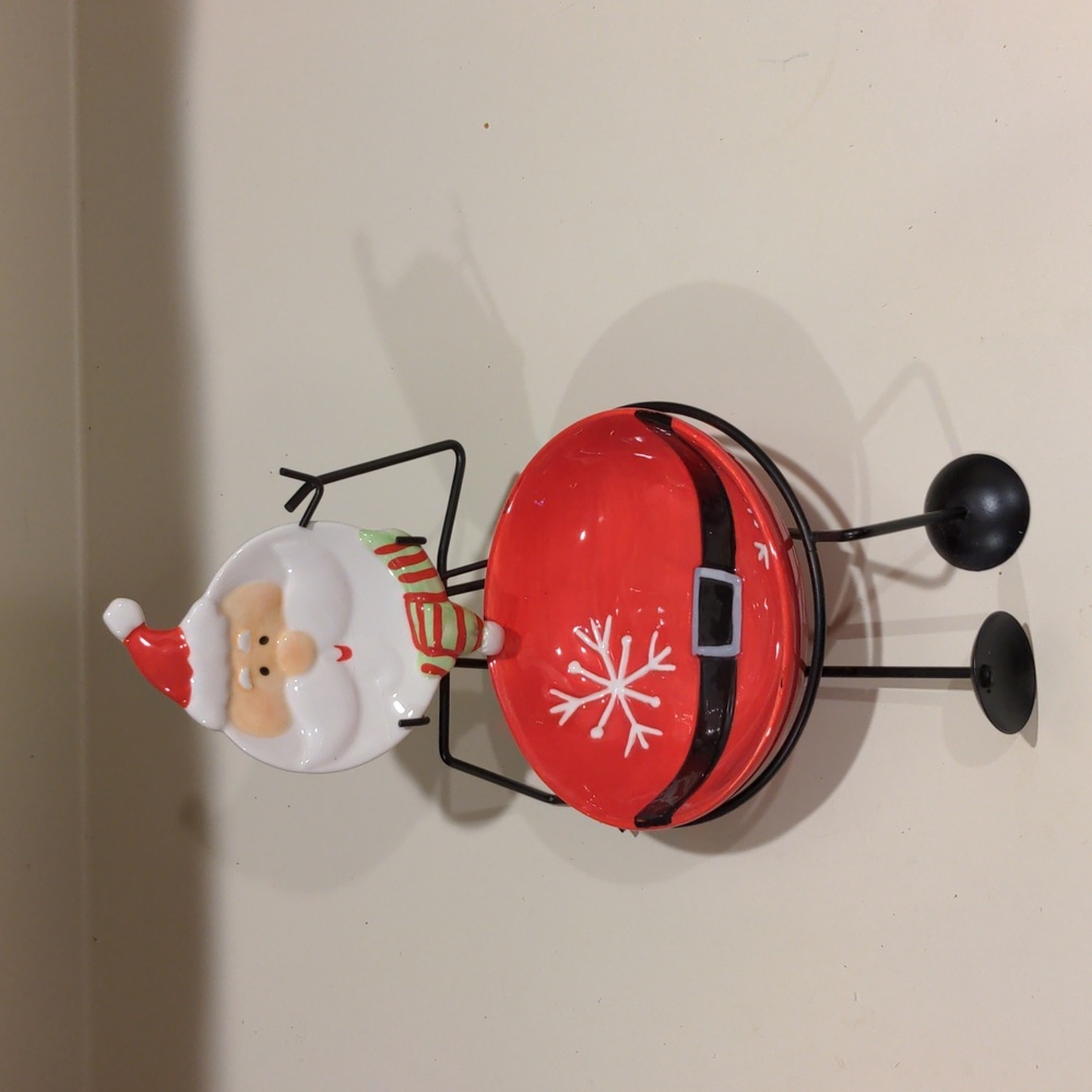 NWT! Ganz Santa Claus Ceramic Candy Dish Black Metal Base 🔥Host Pick 11-16-23🔥